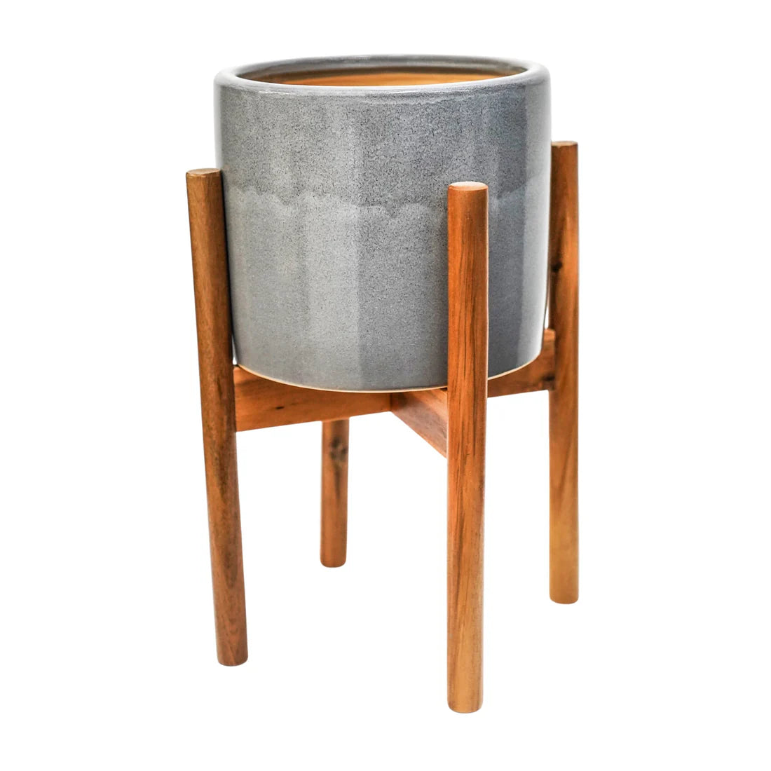 Anzio Stone Planter with Wooden Stand