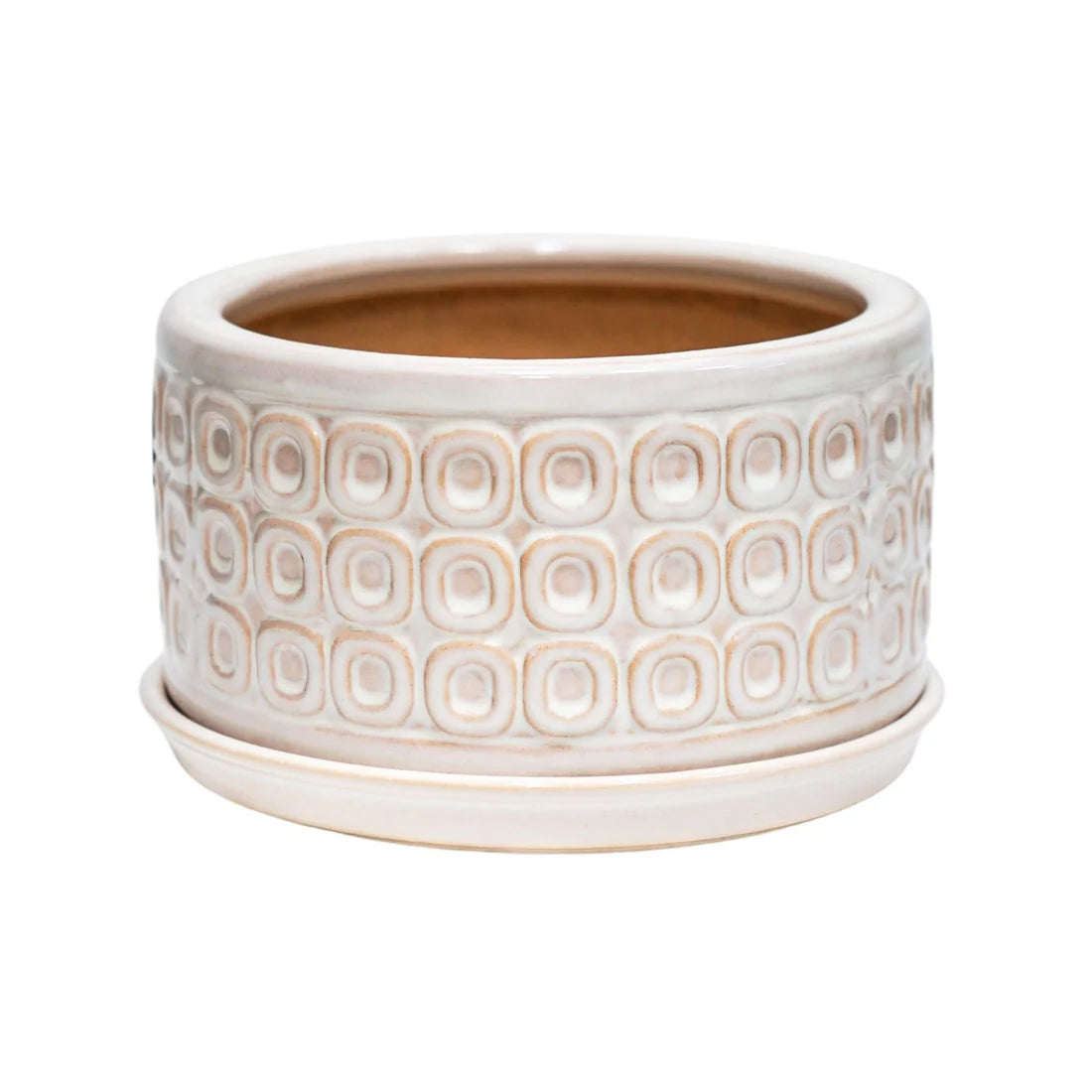 White Round Bonsai Planter Set of 2