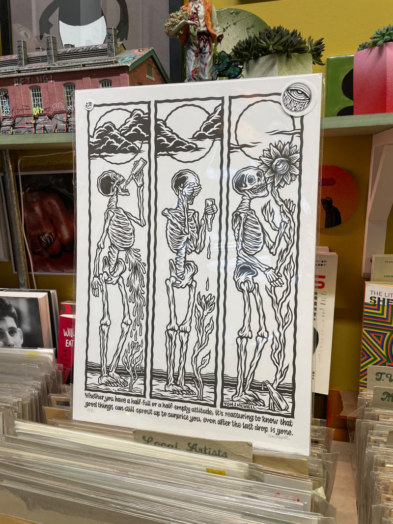 Skeleton (Half-full / Half-empty attitude) Print by Tom J Newell-1