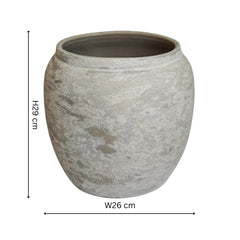 Milos Rustic Round Planter H29cm D26cm-3