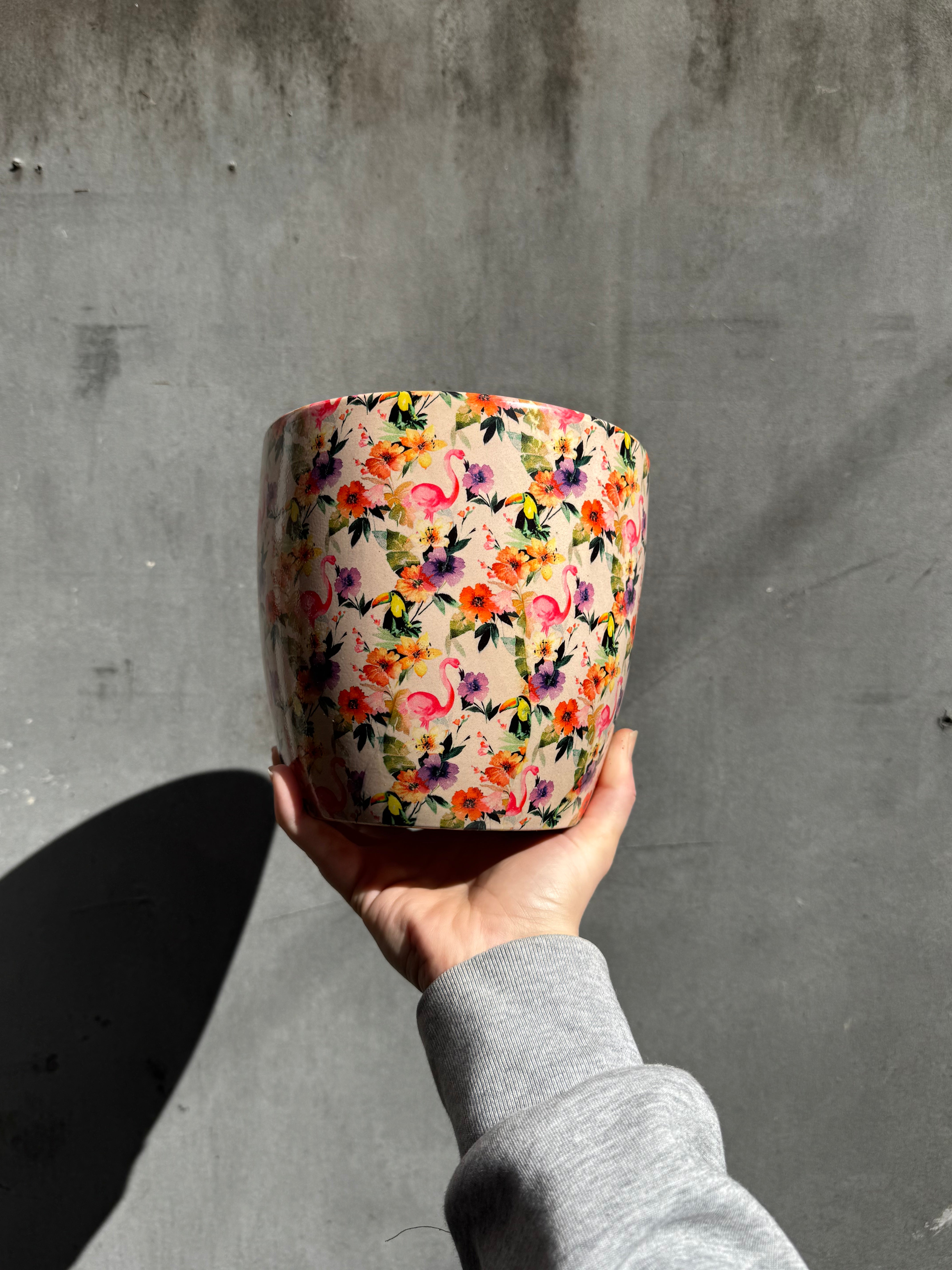 Monza Floral Flamingo Planter