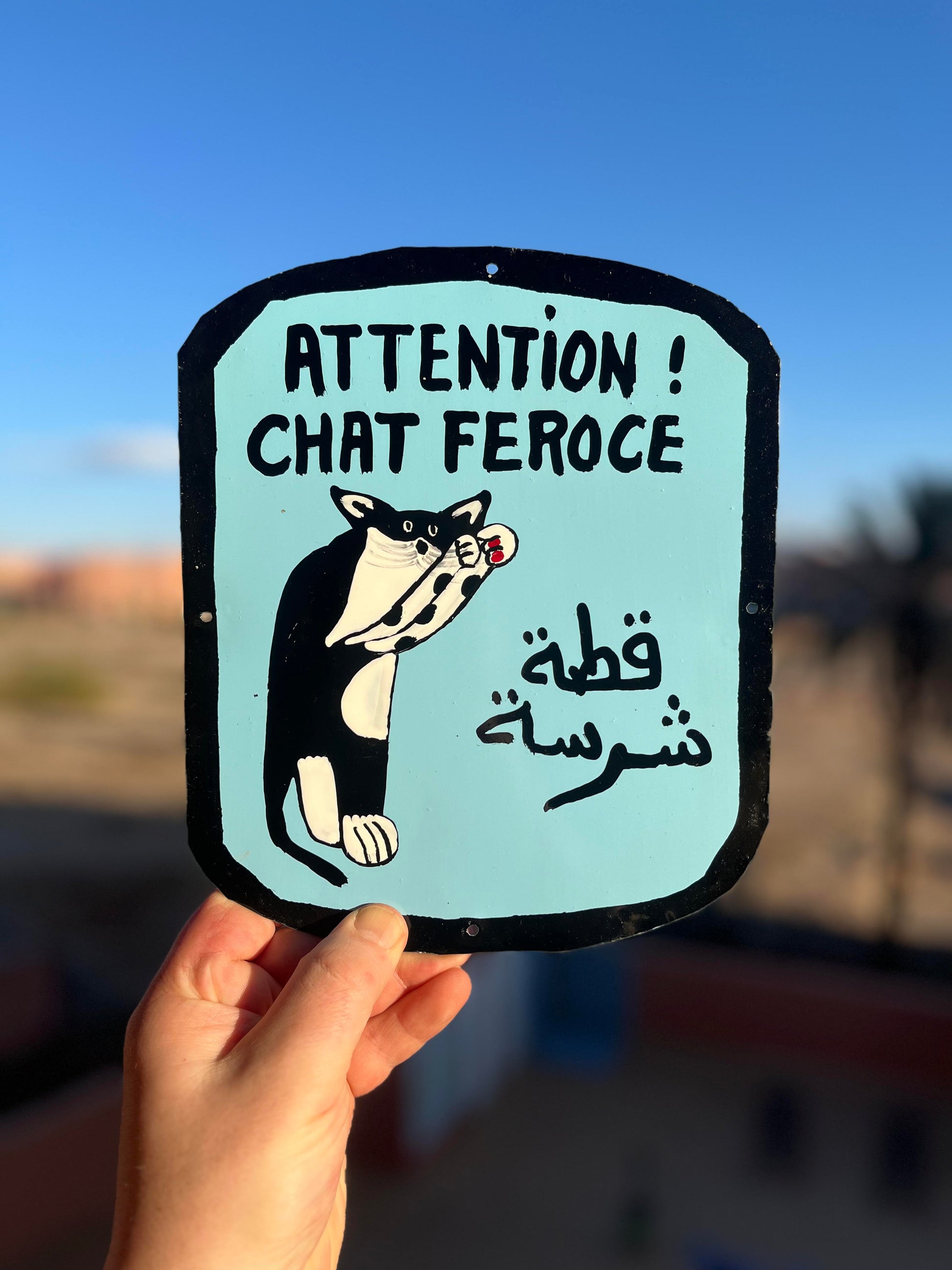 Chat Feroce - Moroccan tin sign-1