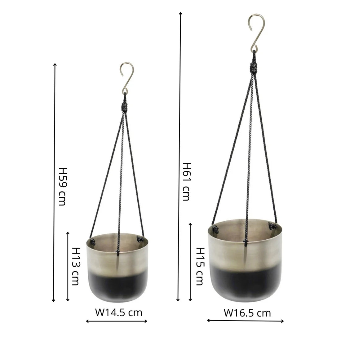 Oscar Two Tone Metal Hanging Planter Set of 2-4
