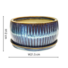 Sapphire Reactive Glaze Planter H25Cm D25Cm-3
