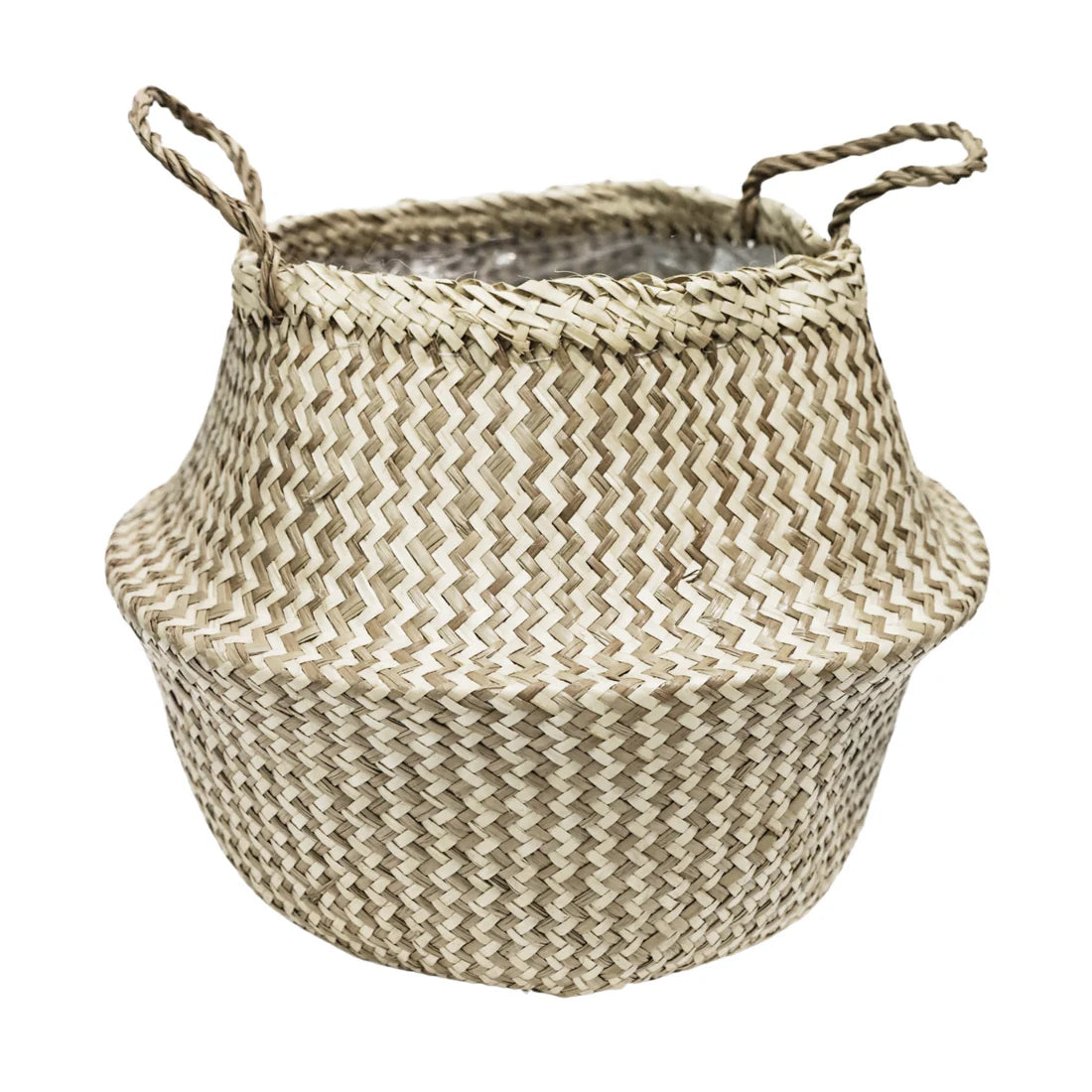 Seagrass Chevron White Lined Basket-1