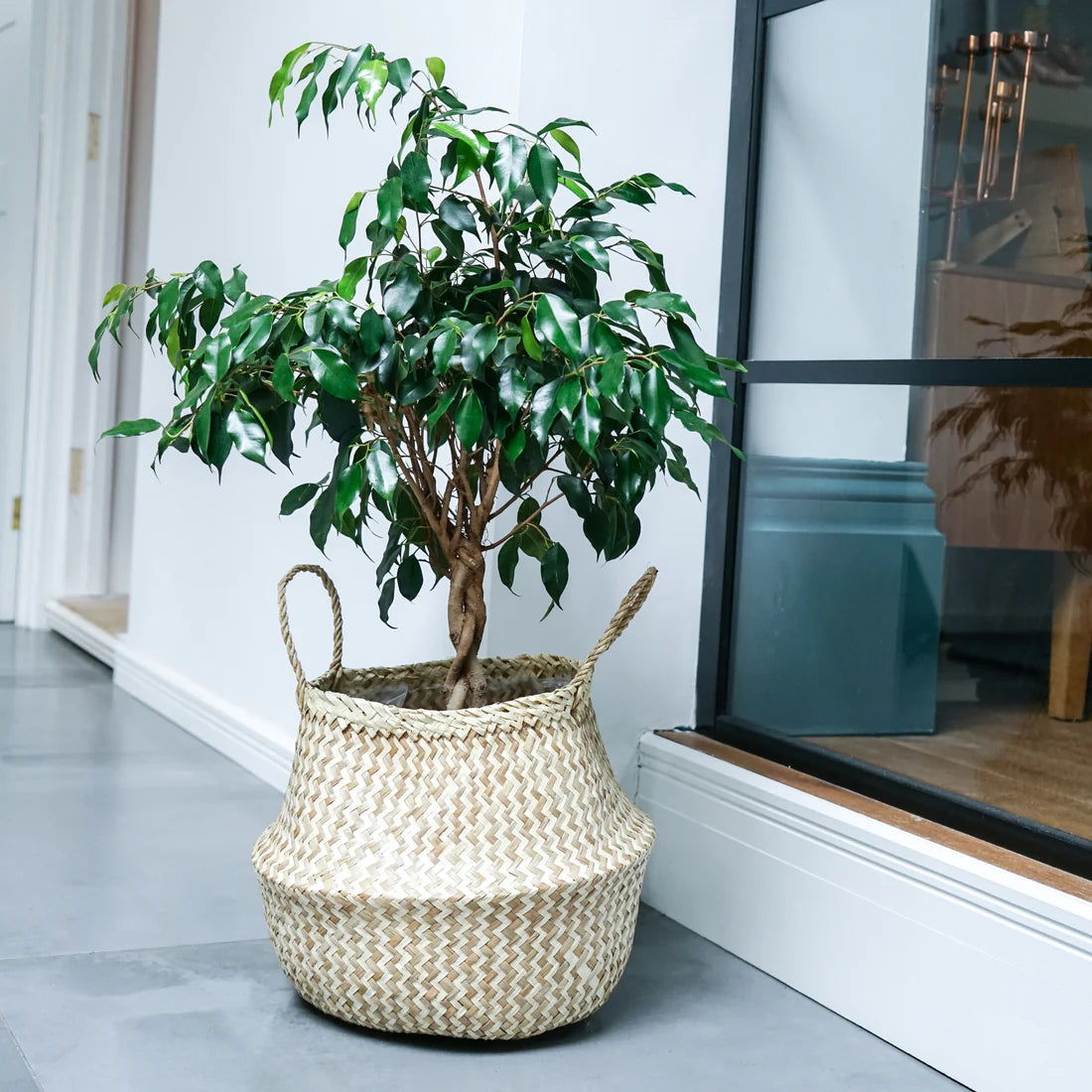 Seagrass Chevron White Lined Basket-2