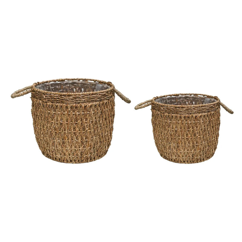 Seagrass Lined Basket Natural S/2-2