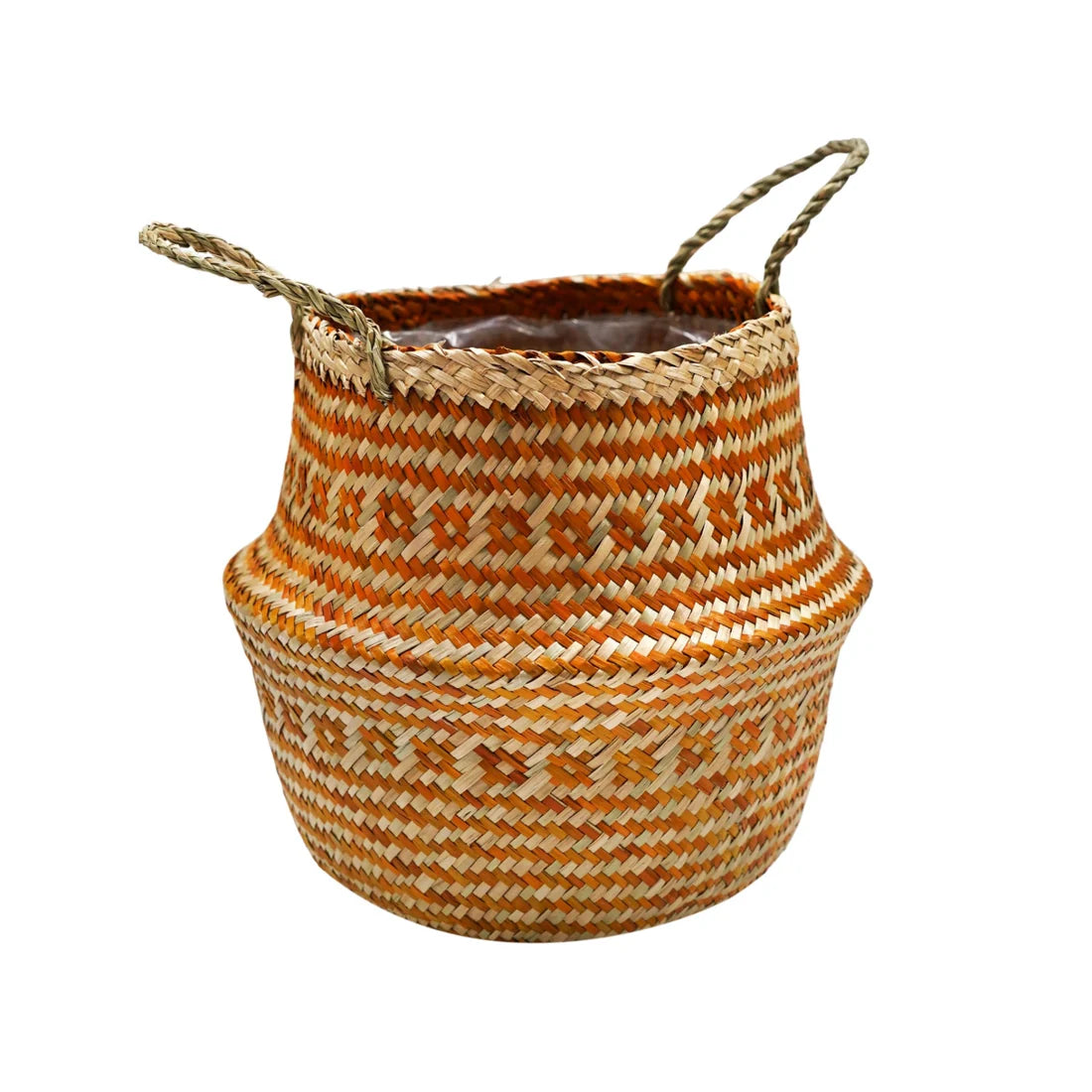 Seagrass Tribal Amber Lined Basket-1