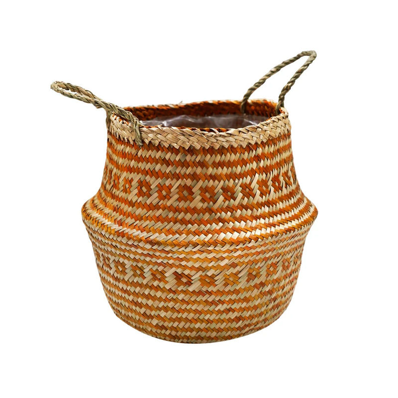 Seagrass Tribal Amber Lined Basket-1