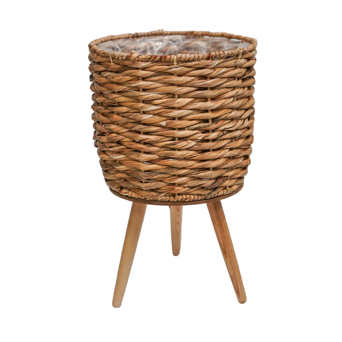 Water Hyacinth Lined basket on Legs-2