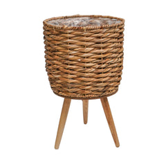 Water Hyacinth Lined basket on Legs-2