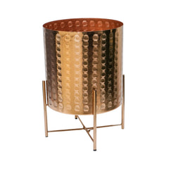 Zendaya Embossed Metal Planter with Stand-1