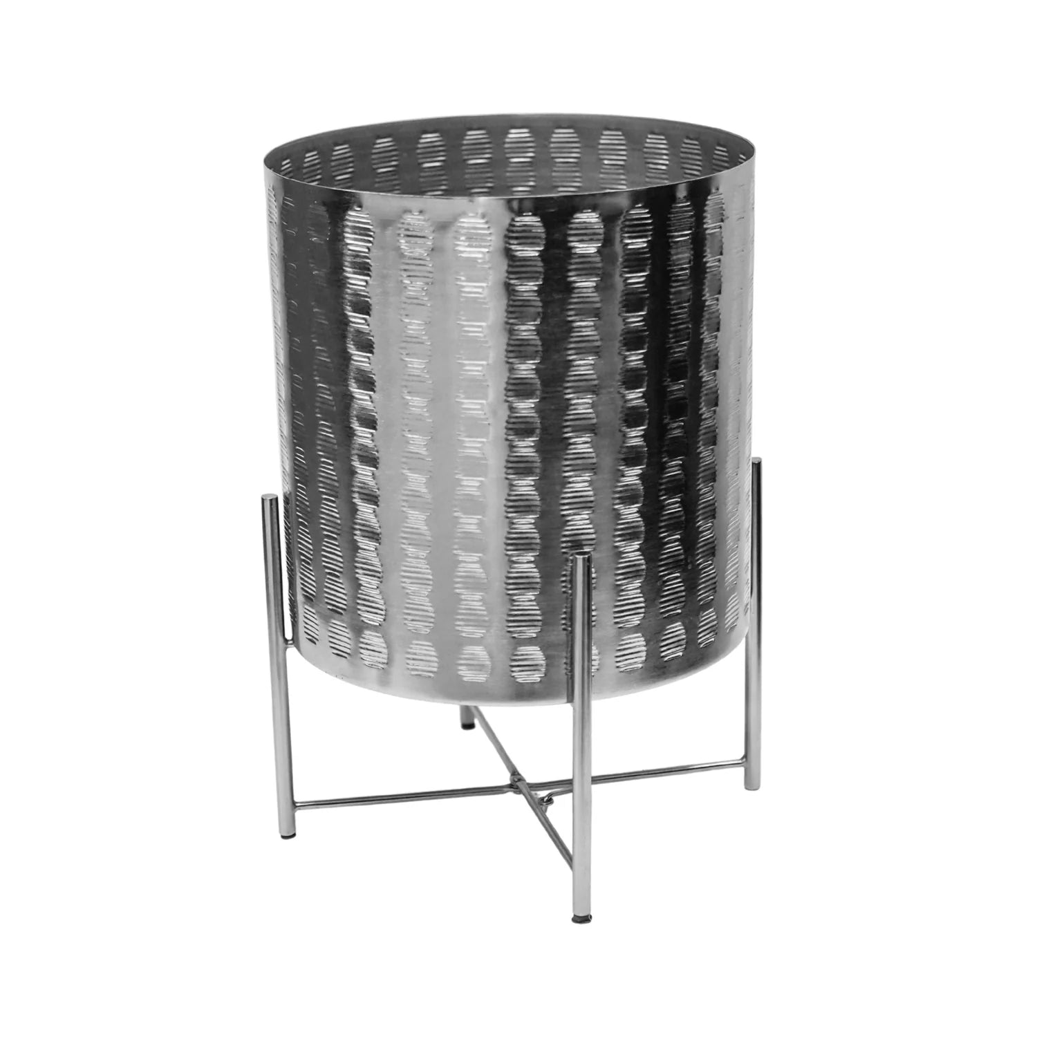 Zendaya Embossed Metal Planter with Stand-2