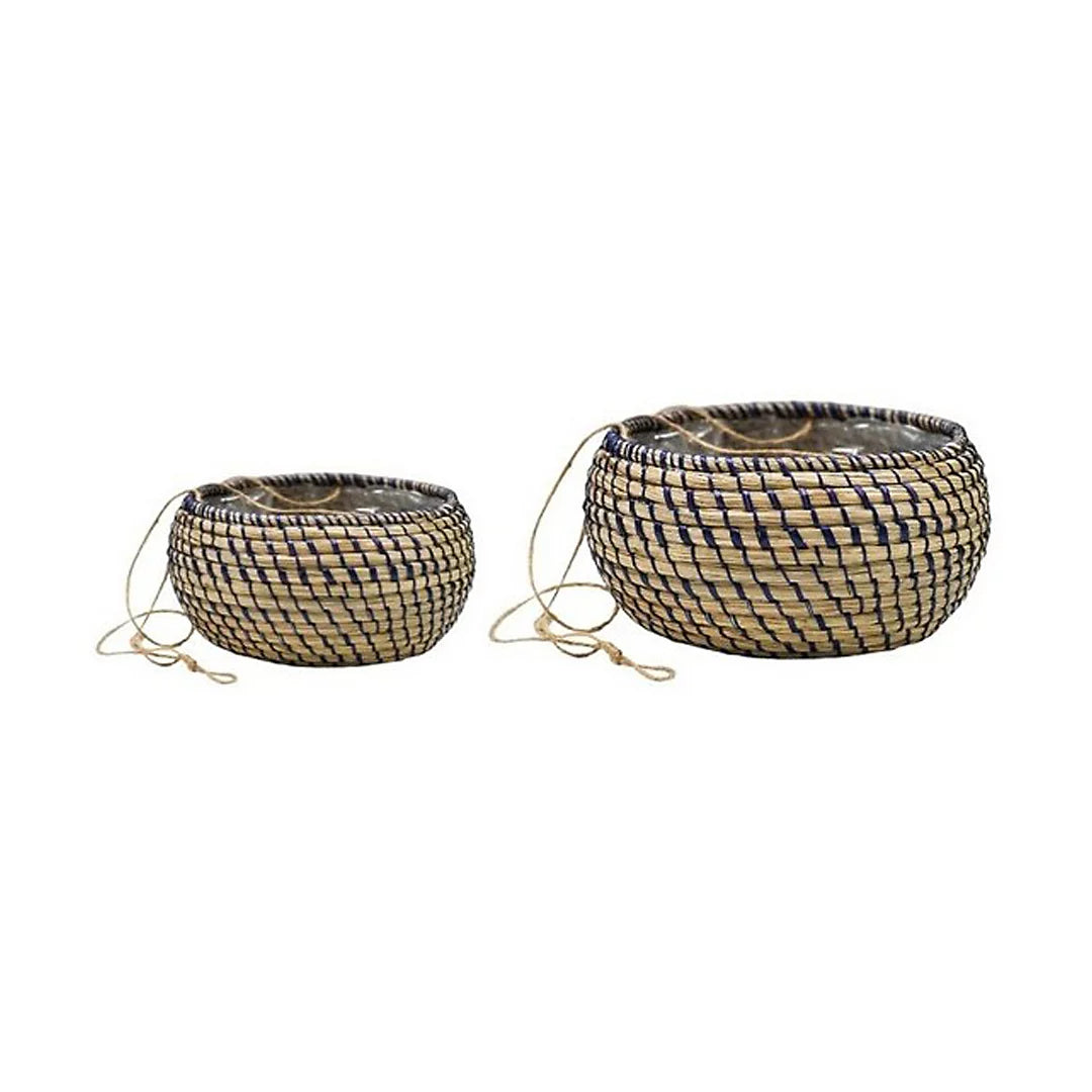 Hanging Seagrass Planter Set of 2 (Navy)