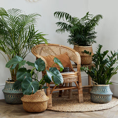 Seagrass Chevron Teal Lined Basket-2