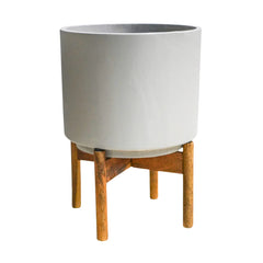 Vigo Concrete Grey Planter with Stand-2